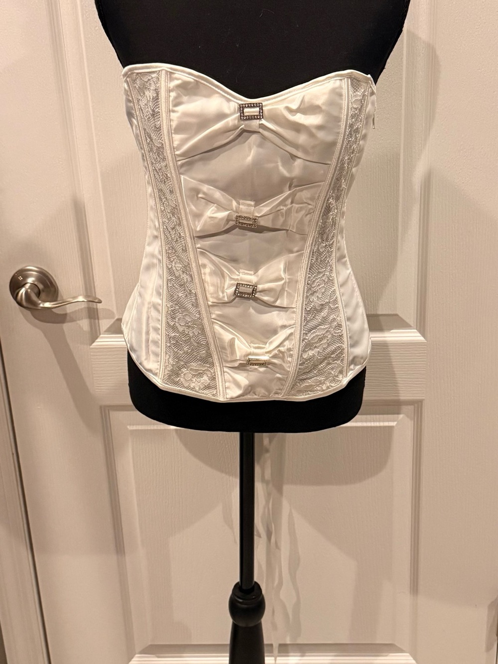 Strapless White Satin Lace Bridal Corset Top